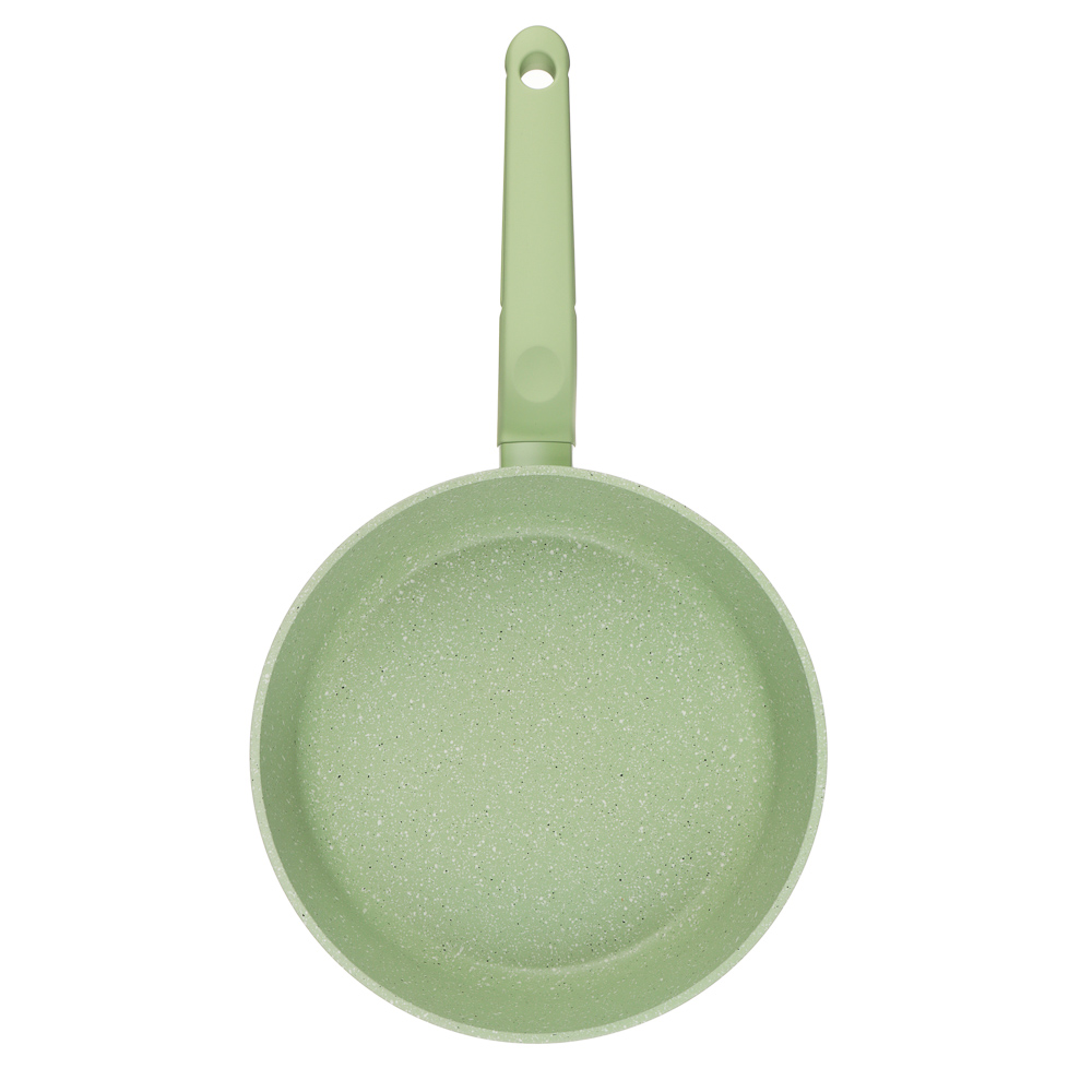 Сотейник литой с крышкой d=24 см SATOSHI Эмери, антипригарное покрытие мрамор, индукция, с бамбуковой лопаткой, 3 цвета, арт.№ 846-742