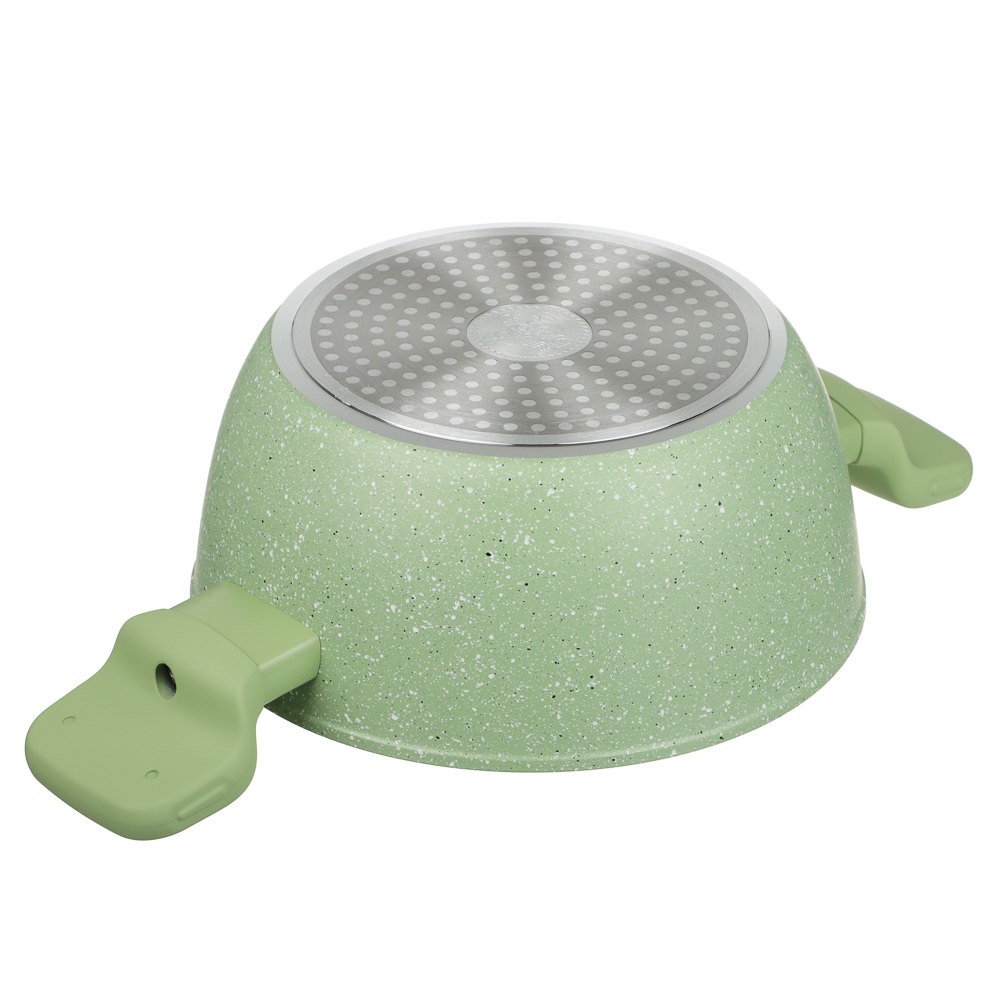 SATOSHI Эмери Набор 4 предмета сотейник 28 см, кастрюля с крышкой 20 см, антипригарное покрытие мрамор, индукция, с бамбуковой лопаткой, 3 цвета, арт.№ 846-743