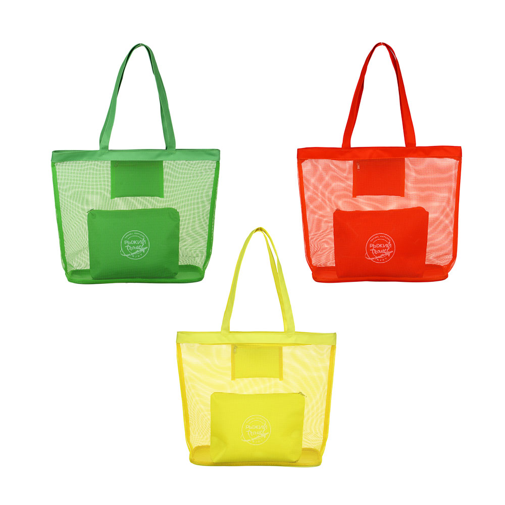 РЫЖИЙ Сумка пляжная с косметичкой 2 в 1, 47х37х14,5см/26х17см, полиэстер, ПВХ, 3 цвета, арт.№ 337-127