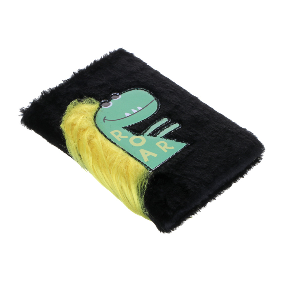 Записная книжка А5, 21х14,5см, 80л., тв.обложка, искусственный мех, аппликация в форме динозаврика, арт.№ 557-045