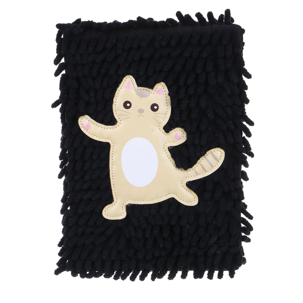 Записная книжка А5, 21х14,8см, 80л., ПЭ под мех с длин.ворсом, нашивка в форме котика, закл., арт.№ 557-079