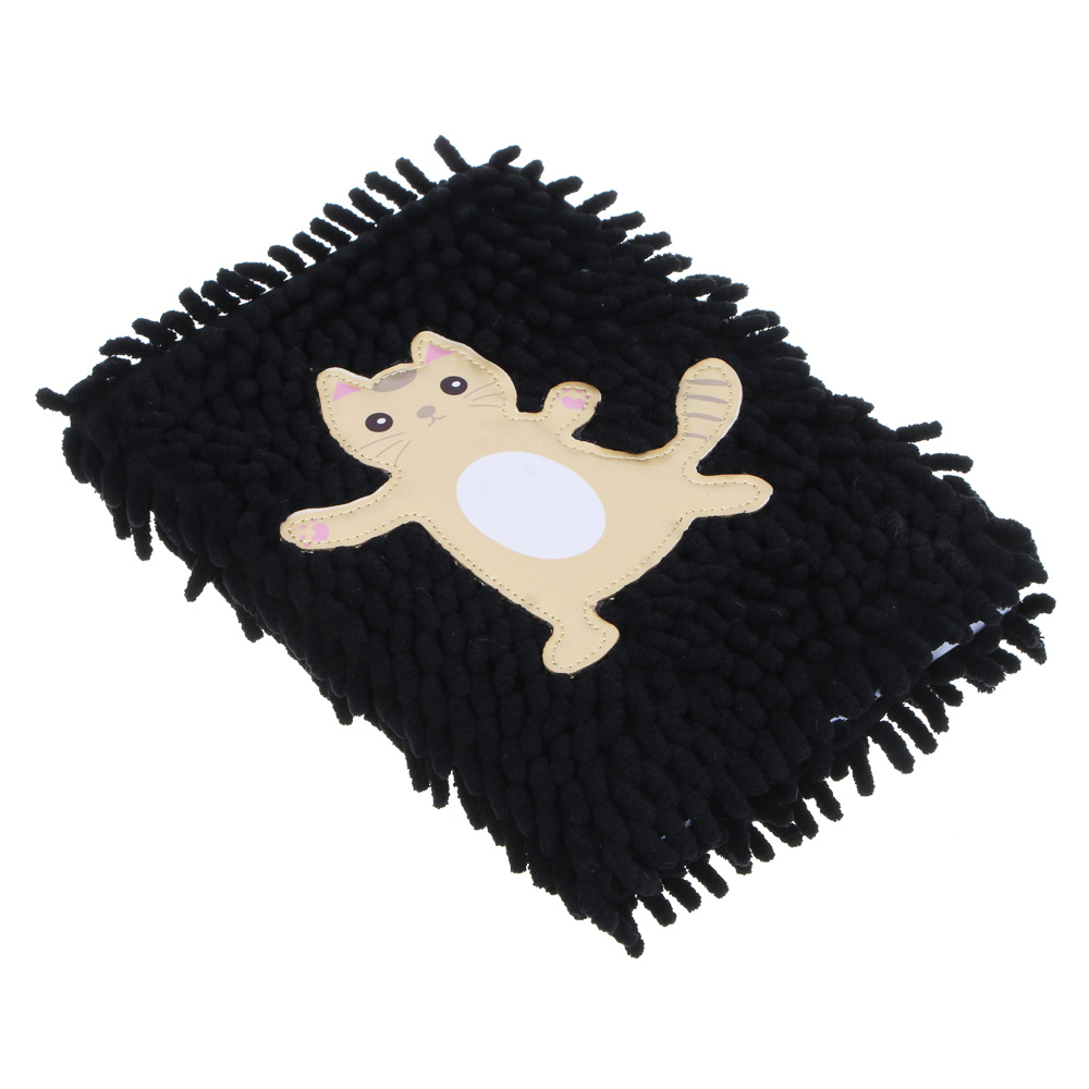 Записная книжка А5, 21х14,8см, 80л., ПЭ под мех с длин.ворсом, нашивка в форме котика, закл., арт.№ 557-079