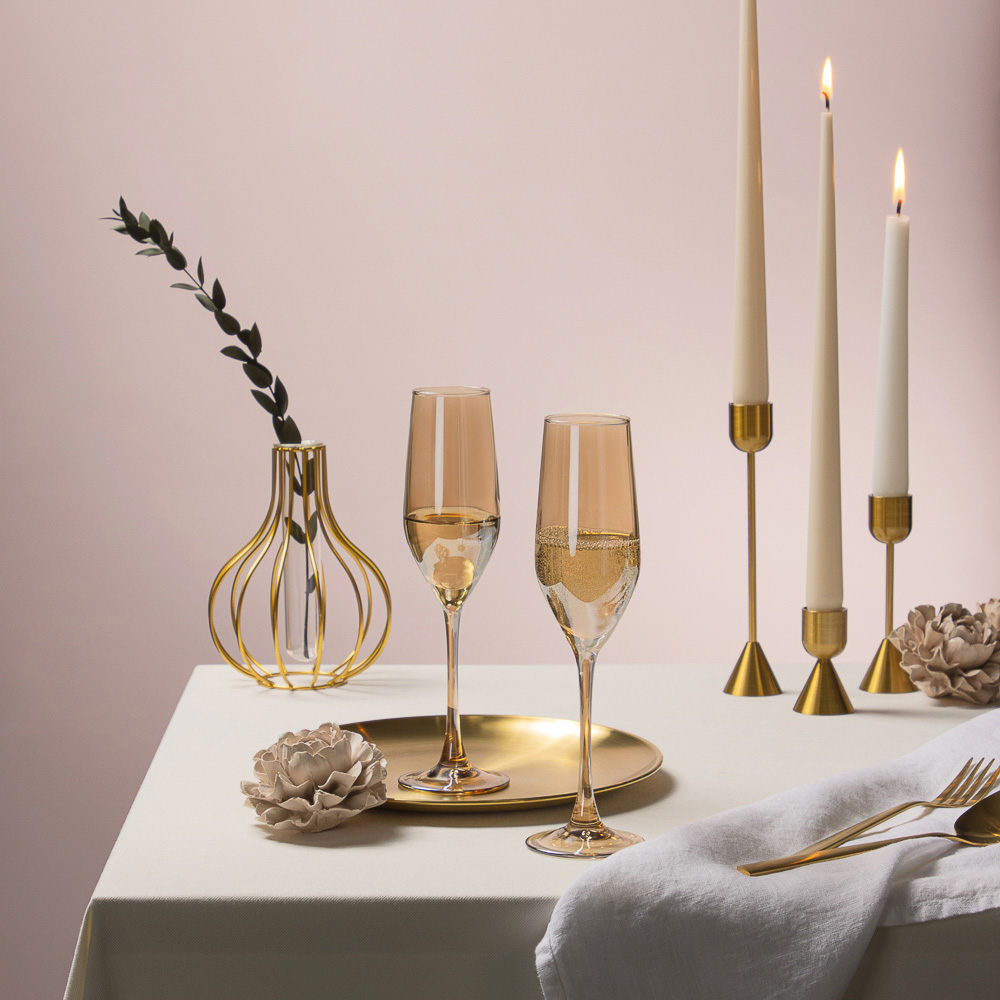 LUMINARC Селест Золотой мед Набор бокалов для шампанского 2 шт 160 мл, стекло, арт.№ 878-537