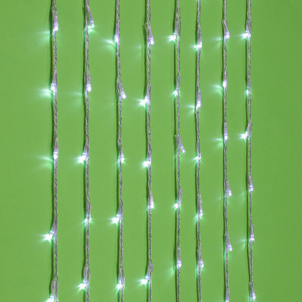 Гирлянда бахрома 2,5х0,6 м СНОУ БУМ, 128 LED ламп, белое свечение, 8 режимов, эффект водопада, пп, коннектор, 220 В, арт.№ 351-512