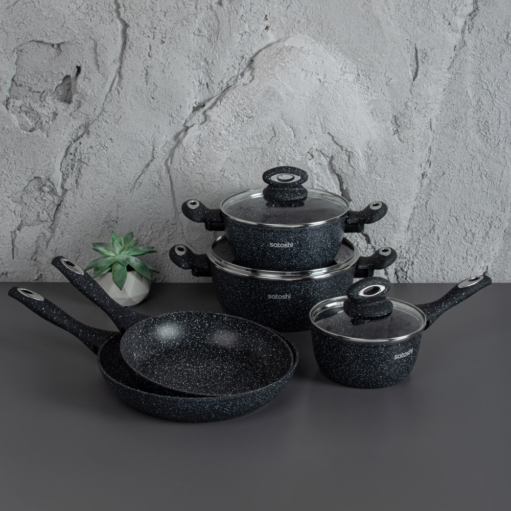 SATOSHI Валанс Наб.посуд.8пр, а/пр.покр.:кастр.+крышки:2.3л;3.8л; ковш+крышка1,3л;сков.24,28см, арт.№ 846-622