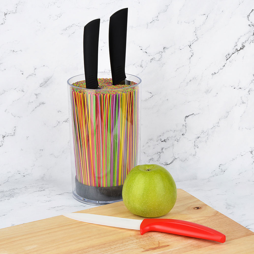 SATOSHI Подставка для ножей с полипропиленовыми разделителями, d11см, h18см, круглая, прозрачная, арт.№ 838-012