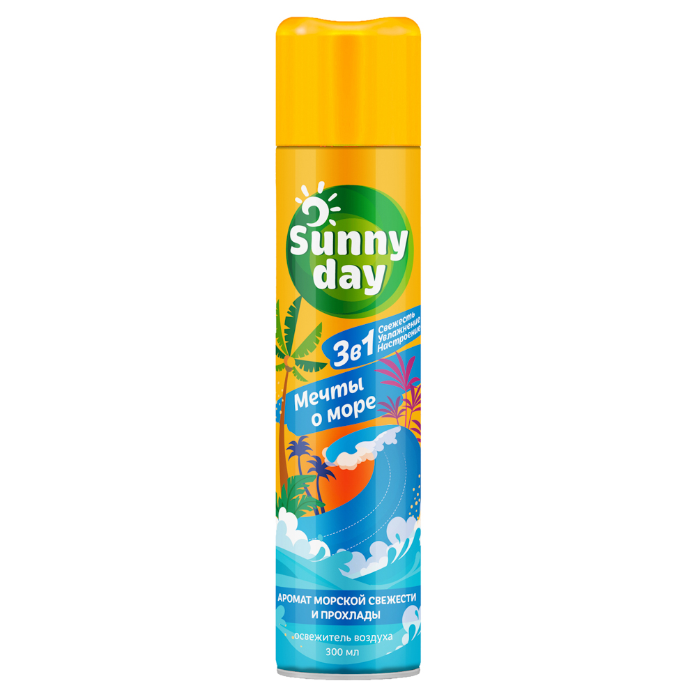 Освежитель воздуха SUNNY DAY аэрозоль, антитабак сочный цитрус/мечты о море, 300мл, арт.№ 991-059