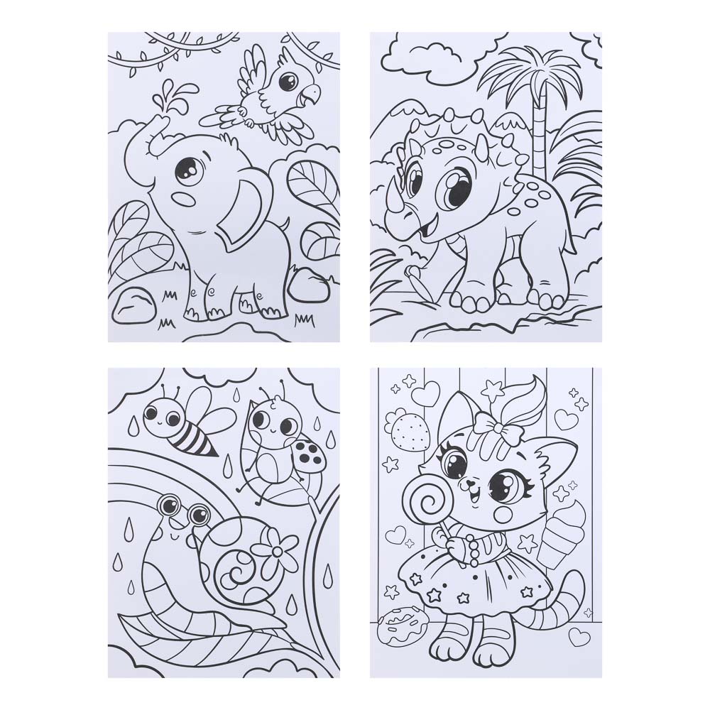 ХОББИХИТ Набор для творчества "Блестящие картинки", блестки, бумага, пластик РР, 20,5х28,5см, 4 диз., арт.№ 281-276