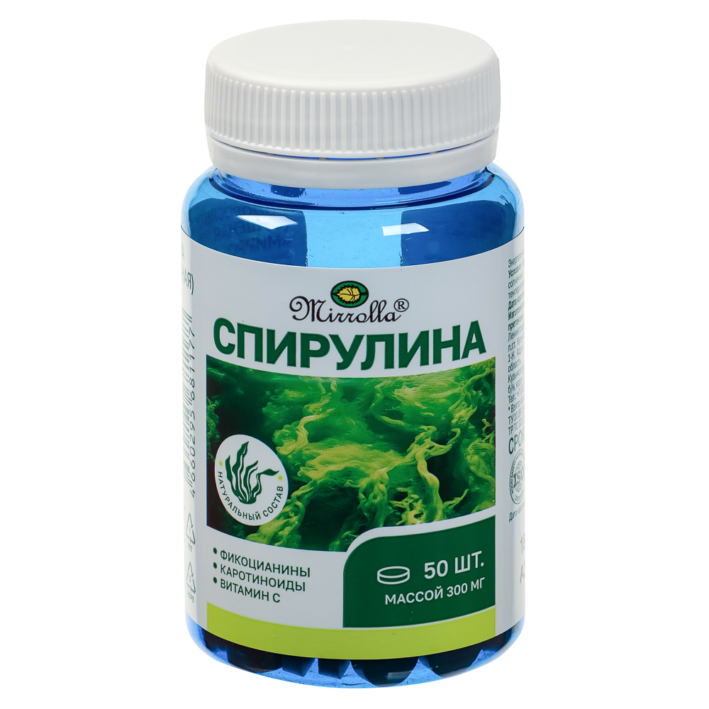 Спирулина Мирролла,50 табл по 300мг,банка, арт.№ 015-015