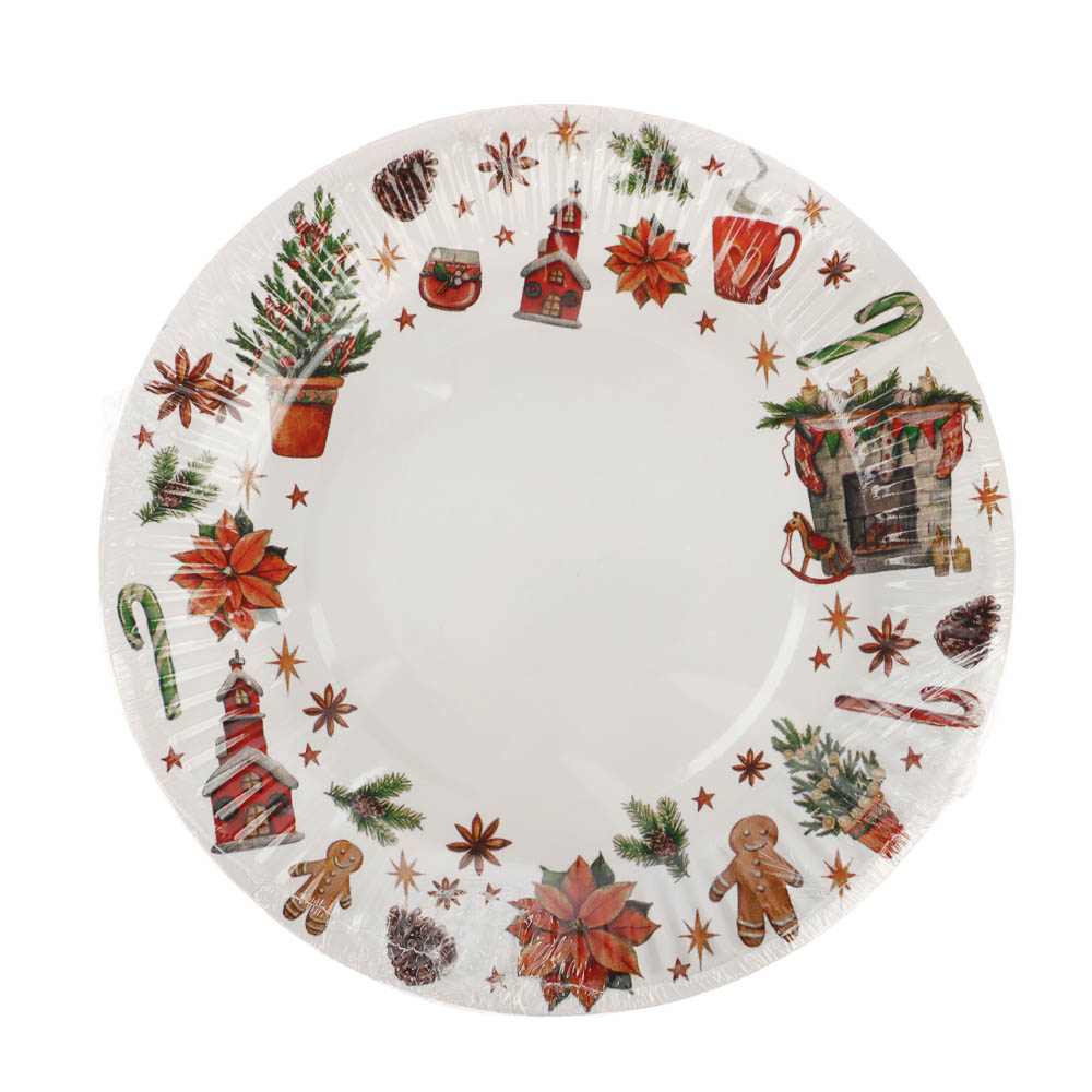 Набор бумажных тарелок Новогоднее настроение, 6 шт d=180 мм, арт.№ 530-428