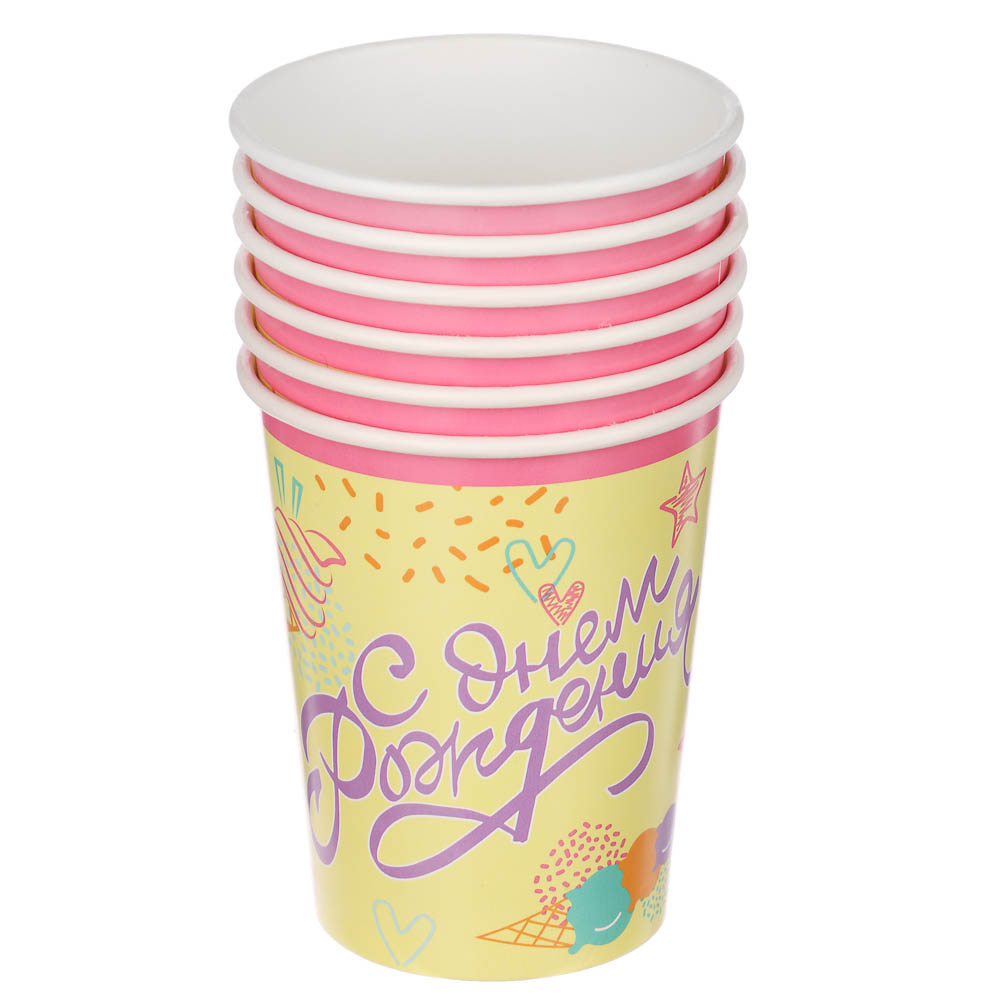 Стакан С ДР Мороженое 190мл 6шт в асс, арт.№ 530-431