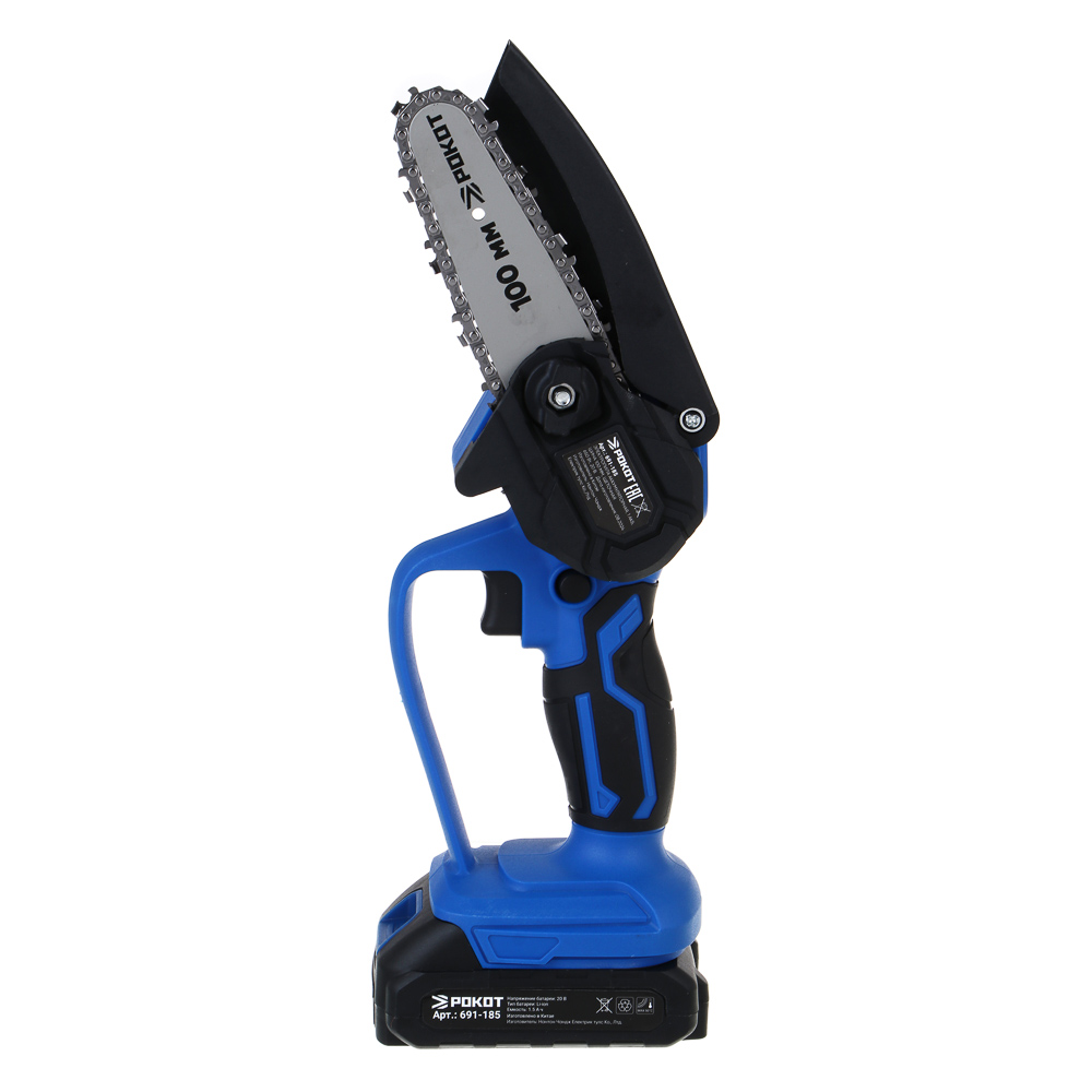 РОКОТ Электропила аккумуляторная, 1АКБ, шина 100мм, 2 А*ч Li-ion, арт.№ 691-185