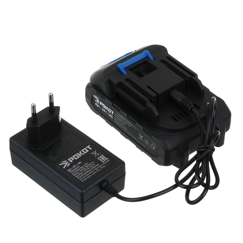 РОКОТ Электропила аккумуляторная, 1АКБ, шина 100мм, 2 А*ч Li-ion, арт.№ 691-185