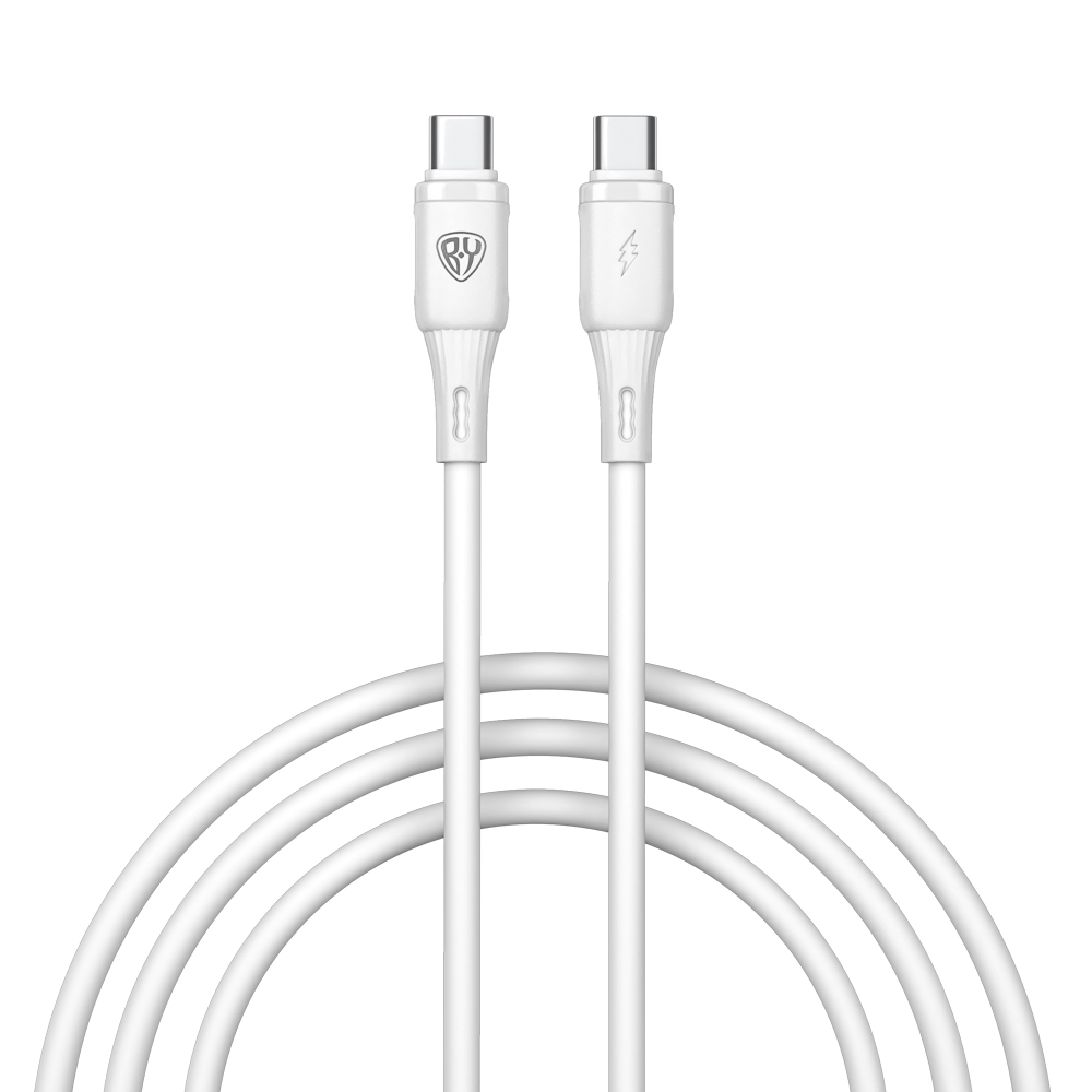 Кабель для зарядки Type C-Type C BY Twist, 60Вт, 1 м, 5A, гибкий силикон, белый, арт.№ 931-631