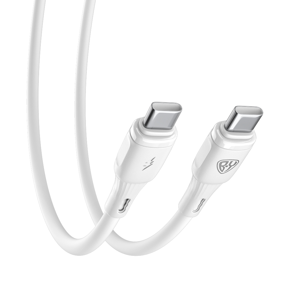 Кабель для зарядки Type C-Type C BY Twist, 60Вт, 1 м, 5A, гибкий силикон, белый, арт.№ 931-631