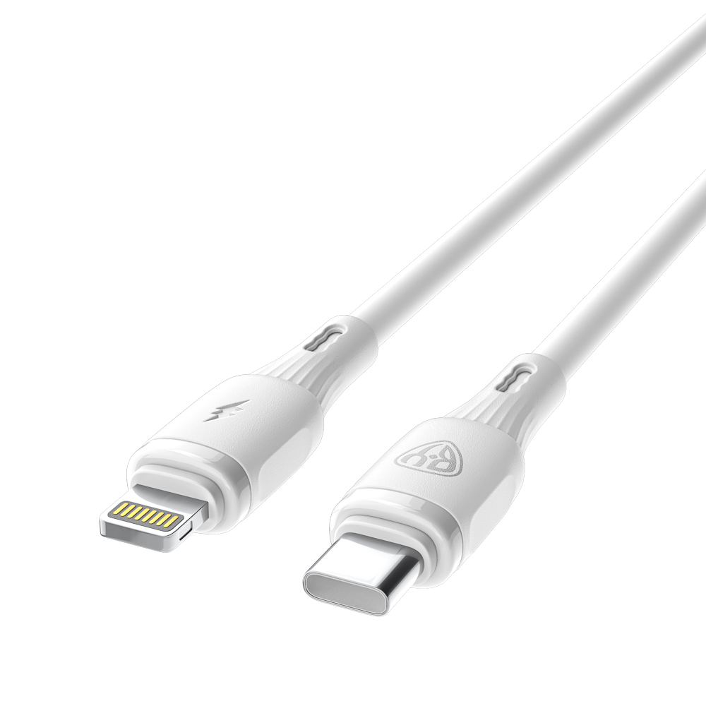 Кабель для зарядки Type C-iP BY Twist, 27Вт, 1 м, 3A, гибкий силикон, белый, арт.№ 931-635