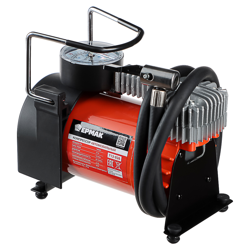 ЕРМАК Компрессор автомобильный, штекер прикур, в сумке, 12V, 140W, 45 л/мин, металл, арт.№ 713-026