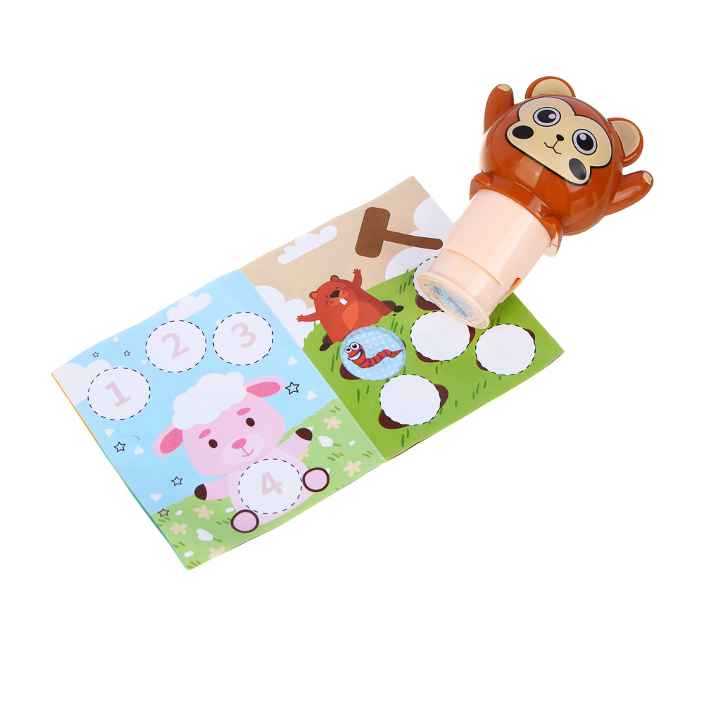 ХОББИХИТ Набор для творчества с печатями "Зверюшки", 9,5х7,5х6см, PP, 4 дизайна, арт.№ 285-228