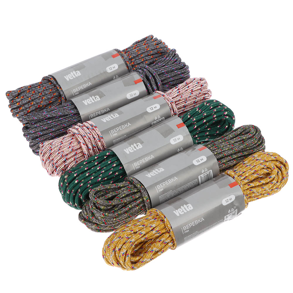 Веревка тм VETTA, 12м, ПВХ, 6 цветов, арт.№ 453-094