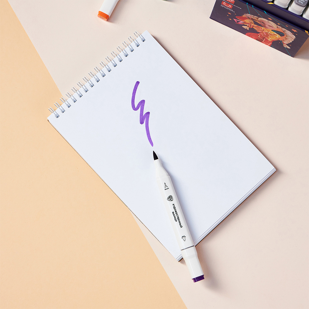 Маркеры худож. BY Русские Супергерои 36цв., 2-стор. (круг./кисточка), коробка-подставка на магните, арт.№ 801-042