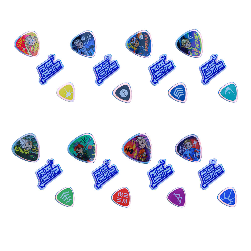 BY Русские Супергерои Набор значков 3шт, акрил, пластик, металл, 3,5/4/2,5см, 8 дизайнов, арт.№ 431-004