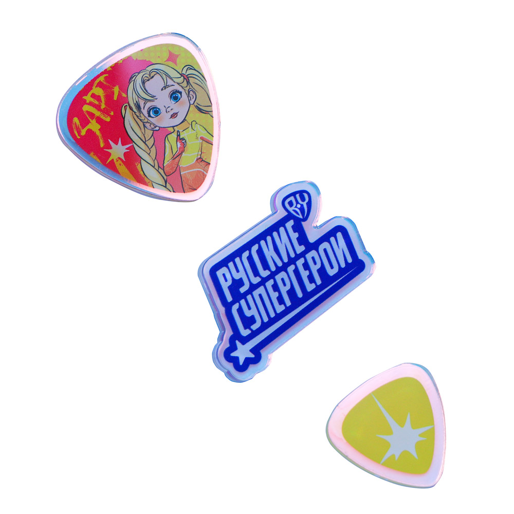 BY Русские Супергерои Набор значков 3шт, акрил, пластик, металл, 3,5/4/2,5см, 8 дизайнов, арт.№ 431-004