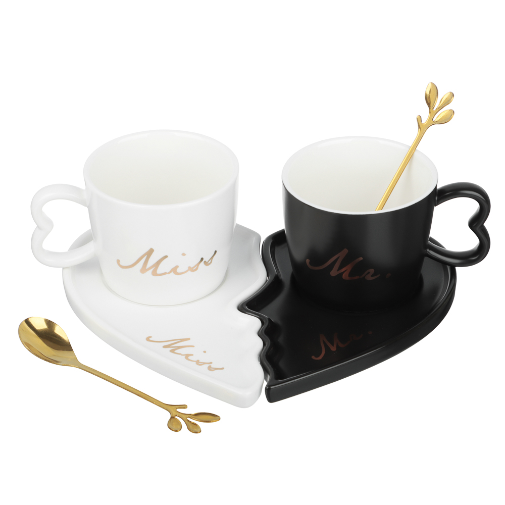 Чайный набор 4пр. 180мл, тм MILLIMI Сердце, фарфор, металл, арт.№ 806-355