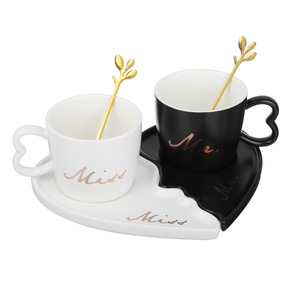 Чайный набор 4пр. 180мл, тм MILLIMI Сердце, фарфор, металл, арт.№ 806-355