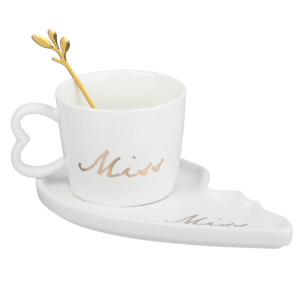 Чайный набор 4пр. 180мл, тм MILLIMI Сердце, фарфор, металл, арт.№ 806-355