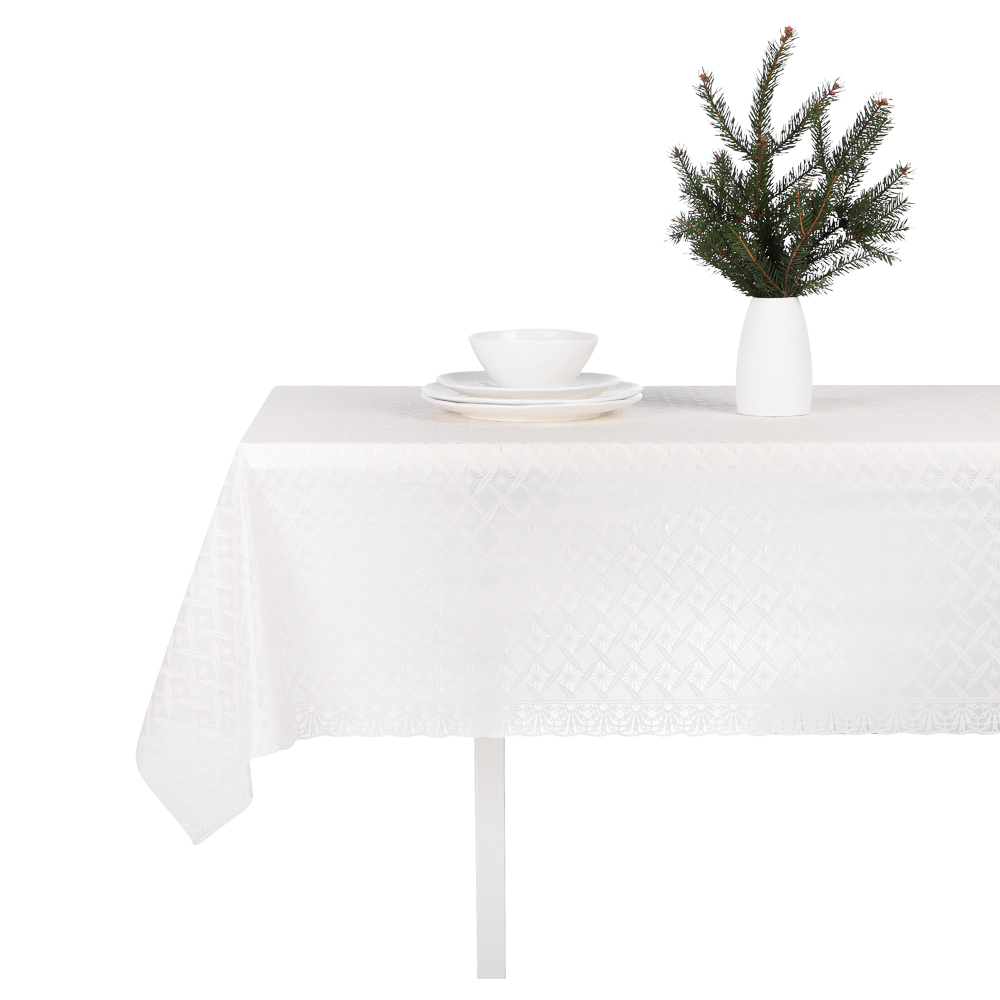 PROVANCE Фелиз Скатерть ПВХ ажурная с жемчужным эффектом, 137х180см, белый, арт.№ 492-203