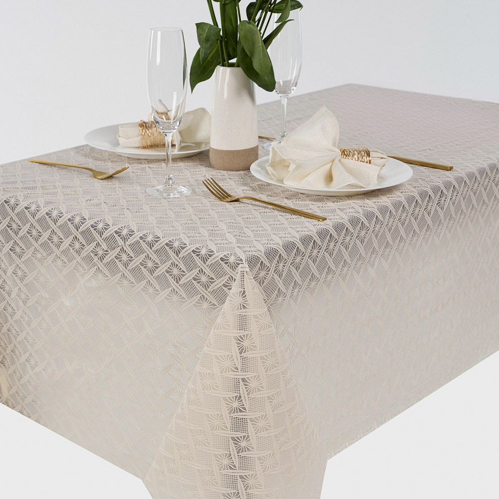 PROVANCE Фелиз Скатерть ПВХ ажурная с жемчужным эффектом, 137х180см, белый, арт.№ 492-203