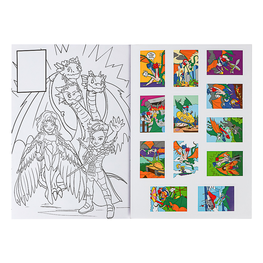 BY Раскраска мини с наклейками "Русские супергерои", бумага, 14,8х21 см, 12 стр., 2 дизайна, арт.№ 428-070