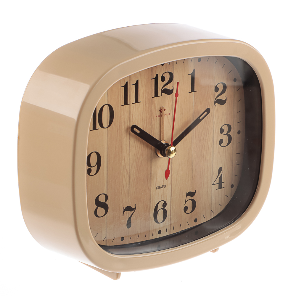 Будильник кварц, корпус бежевый "Дерево", арт.В5-005, арт.№ 529-339