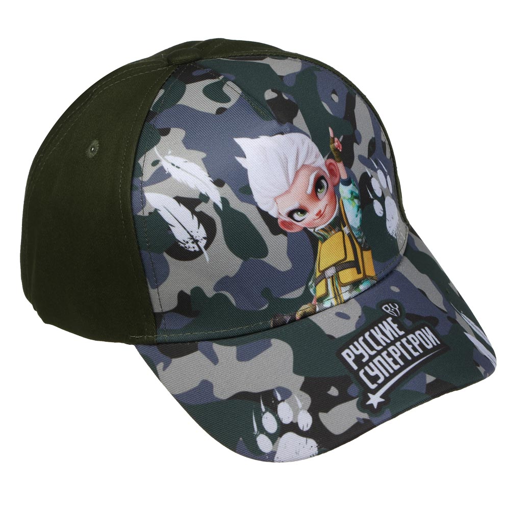 BY Русские Супергерои Кепка детская р.54, 50% хлопок, 50% полиэстер, цвет хаки, дизайн Леший, арт.№ 314-379