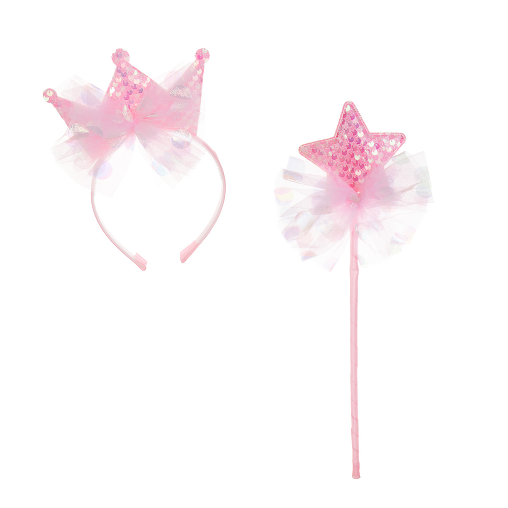 СНОУ БУМ Набор карнавальный 2 предмета (ободок и палочка волшебная), пластик, полиэстер, арт.№ 389-242