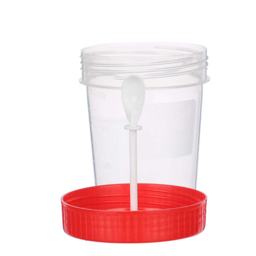 Контейнер для биоматериалов, с ложкой, стерильный, пластик, 60мл., арт.№ 360-063