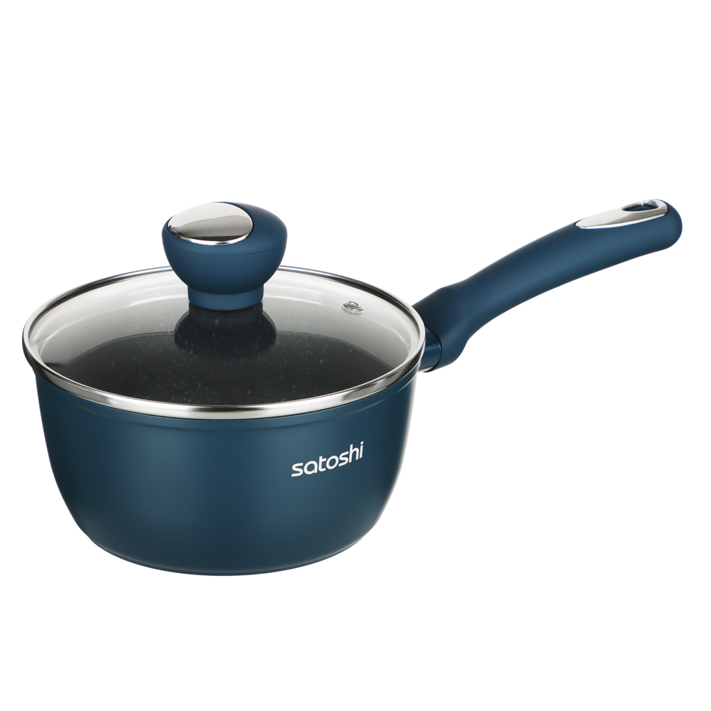 SATOSHI Ривьера Набор посуды 8 предметов, а/пр.покрытие: кастюли+крышки: 2,3 л и 3,8 л; ковш+крышка 1,3 л; сковороды 24 см, 28 см, арт.№ 846-722