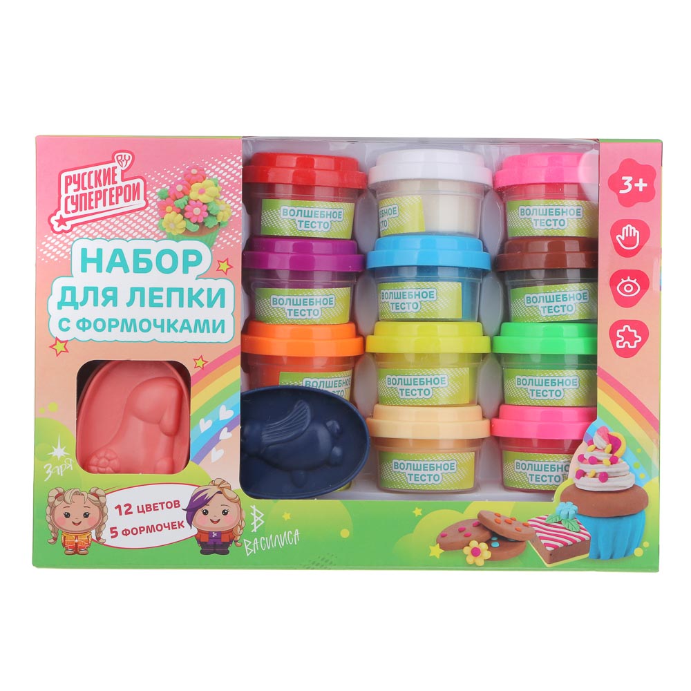 BY Набор для лепки с формочками "Русские Супергерои" тесто, пластик, бумага, 24х5,5х15см, арт.№ 289-183