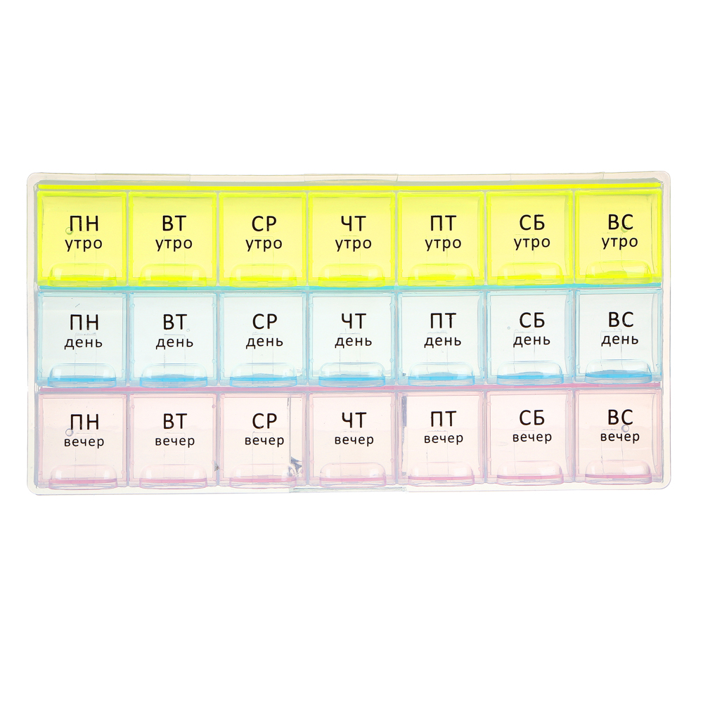 VETTA Бокс для таблеток, 21 отсек, пластик, 21,4х10,5см, арт.№ 422-029