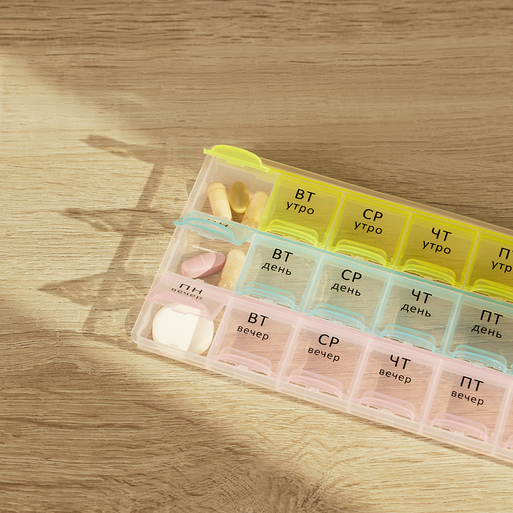 VETTA Бокс для таблеток, 21 отсек, пластик, 21,4х10,5см, арт.№ 422-029