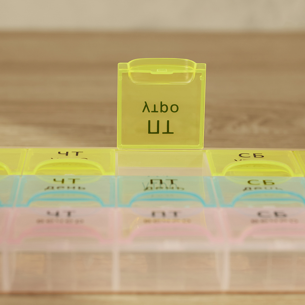 VETTA Бокс для таблеток, 21 отсек, пластик, 21,4х10,5см, арт.№ 422-029