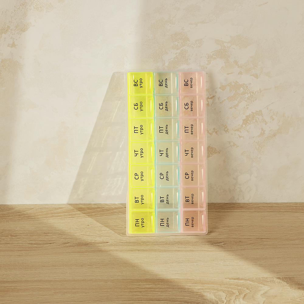 VETTA Бокс для таблеток, 21 отсек, пластик, 21,4х10,5см, арт.№ 422-029