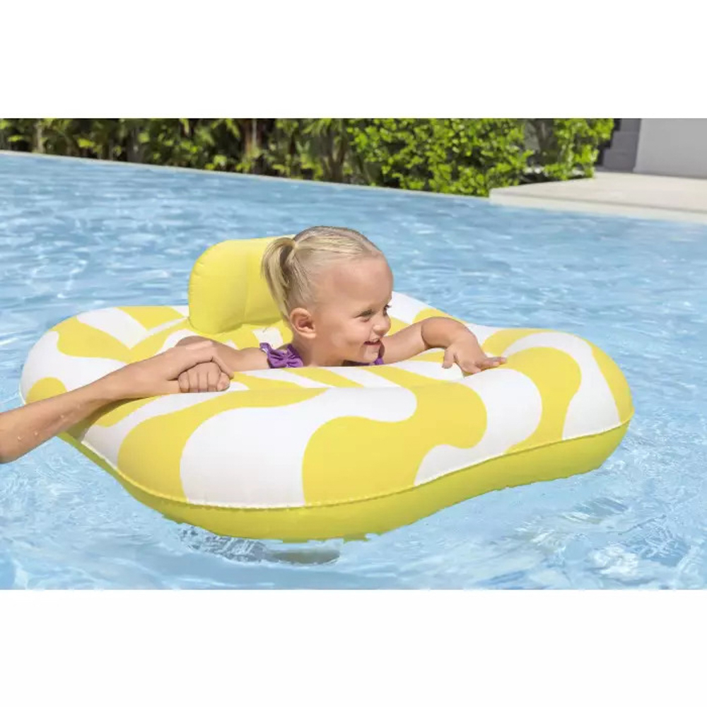 BESTWAY Детский квадратный круг-лодочка COMFORT PLUSH с двумя надувными кольцами и волнистым рисунко, арт.№ 091-044