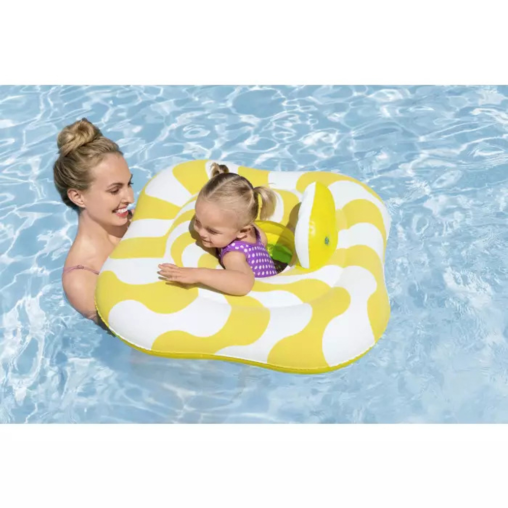 BESTWAY Детский квадратный круг-лодочка COMFORT PLUSH с двумя надувными кольцами и волнистым рисунко, арт.№ 091-044
