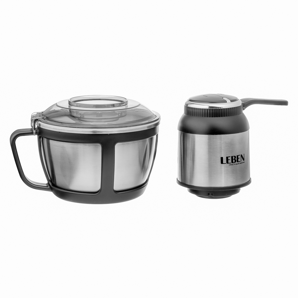 LEBEN Блендер переносной (измельчитель) с металлической чашей 2 литра, 4 ножа, 300Вт, 220-240В, арт.№ 269-051