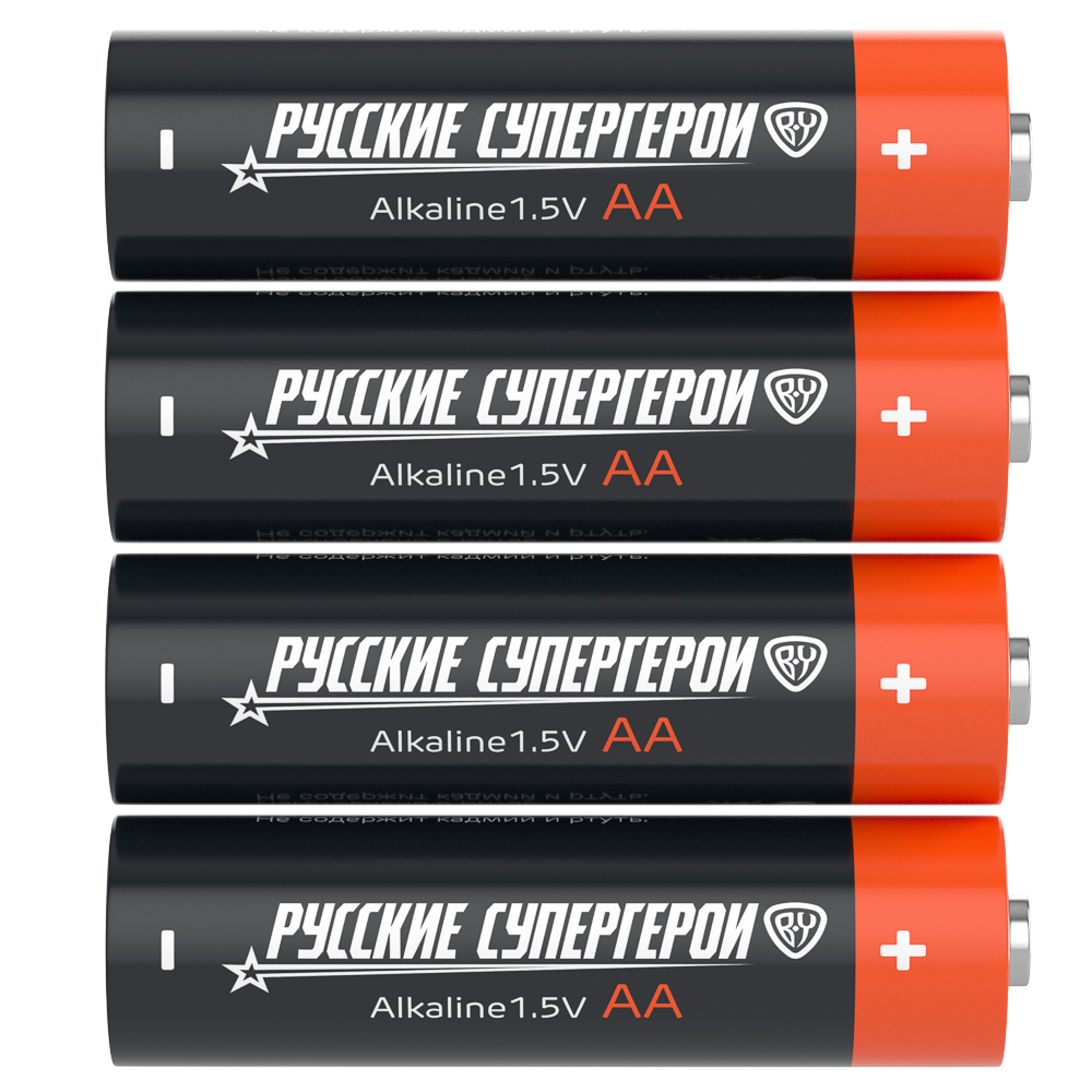 Батарейки AA BY Русские Супергерои 4шт в блистере, щелочные, Герои, КОЩЕЙ, арт.№ 917-331
