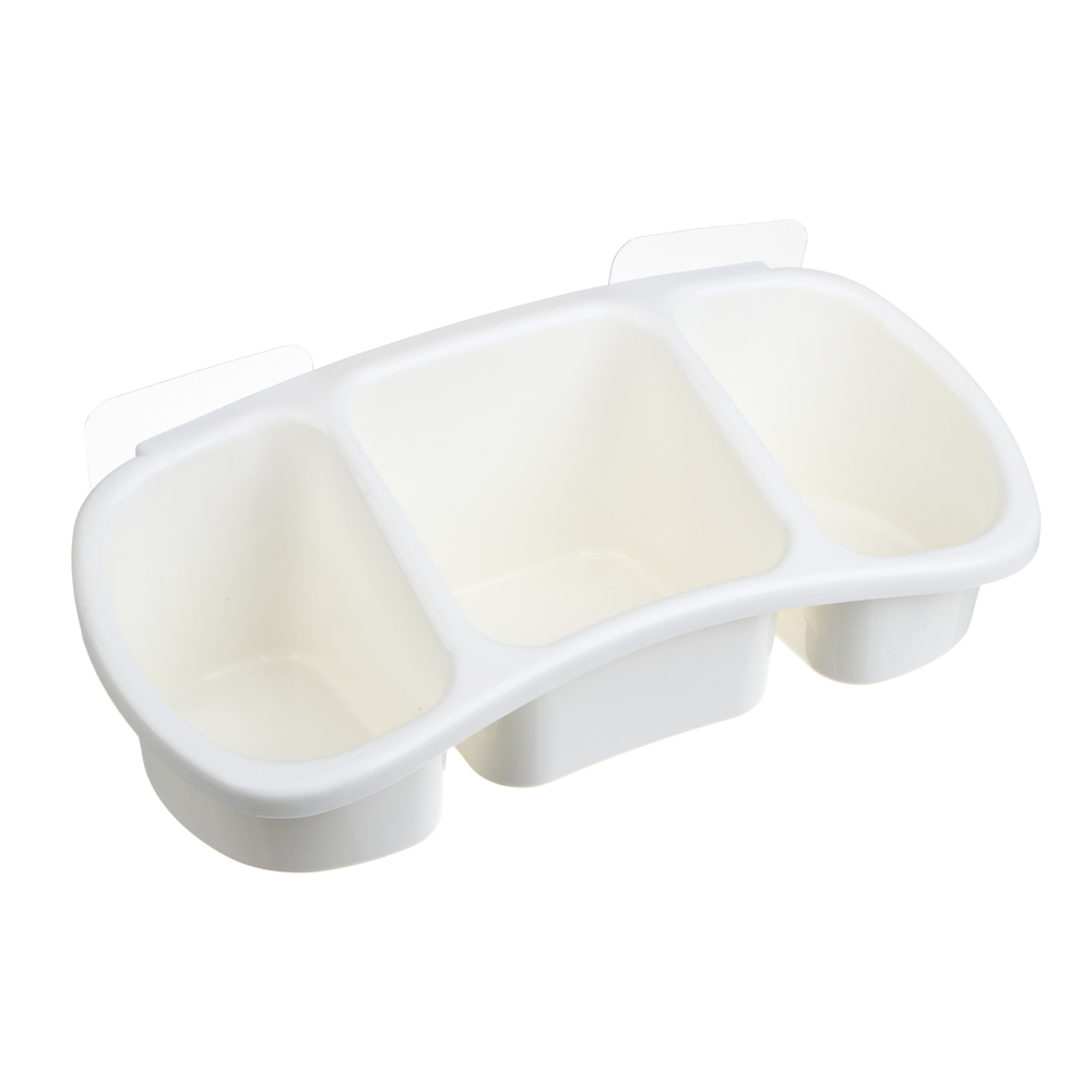 VETTA Classic Полка настенная, три отделения, пластик, 28x12,5x8,5 см, молочный, арт.№ 478-288