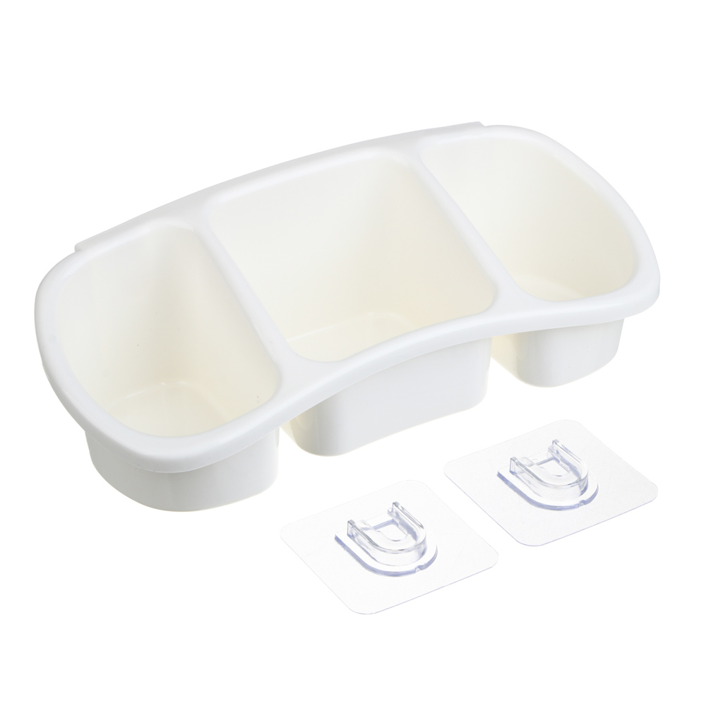 VETTA Classic Полка настенная, три отделения, пластик, 28x12,5x8,5 см, молочный, арт.№ 478-288