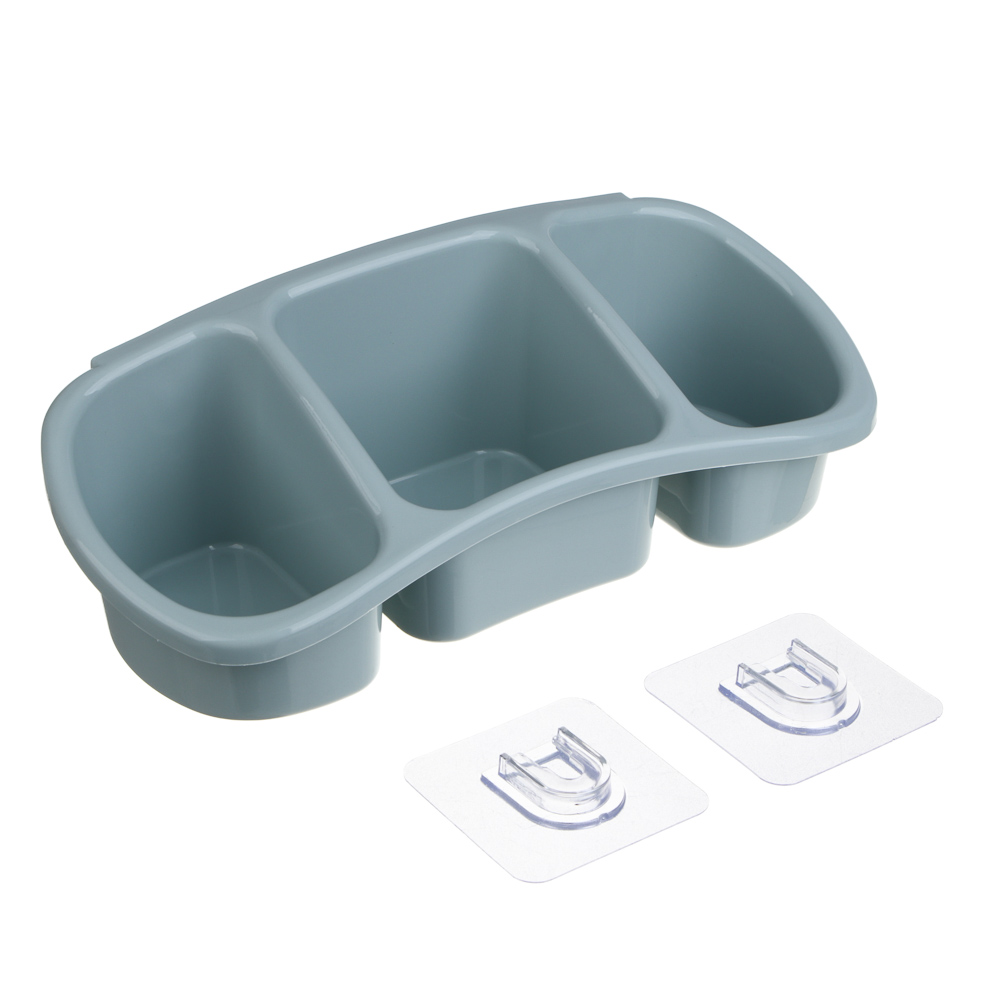 VETTA Classic Полка настенная, три отделения, пластик, 28x12,5x8,5 см, оливковый, арт.№ 478-290