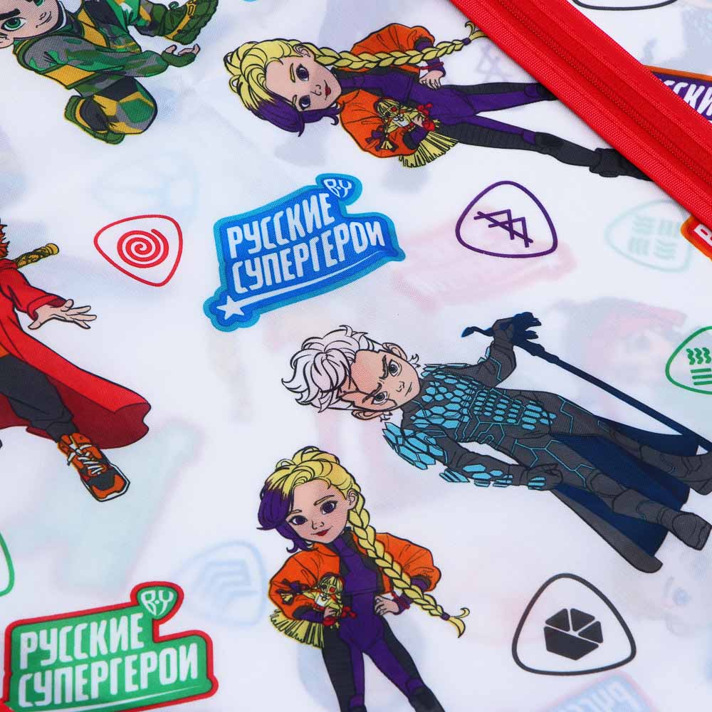 BY Русские Супергерои Чехол для одежды, 60х130см, с молнией, с окном, полиэстер, детская серия, арт.№ 457-810